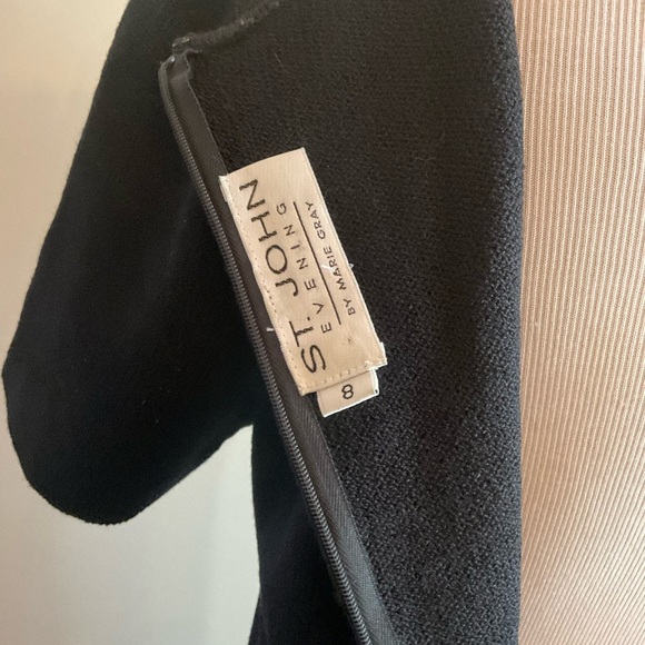 St. John Evening Collection Santana Knit Black Short Sleeve Dress Size 8 - Picture 4 of 6